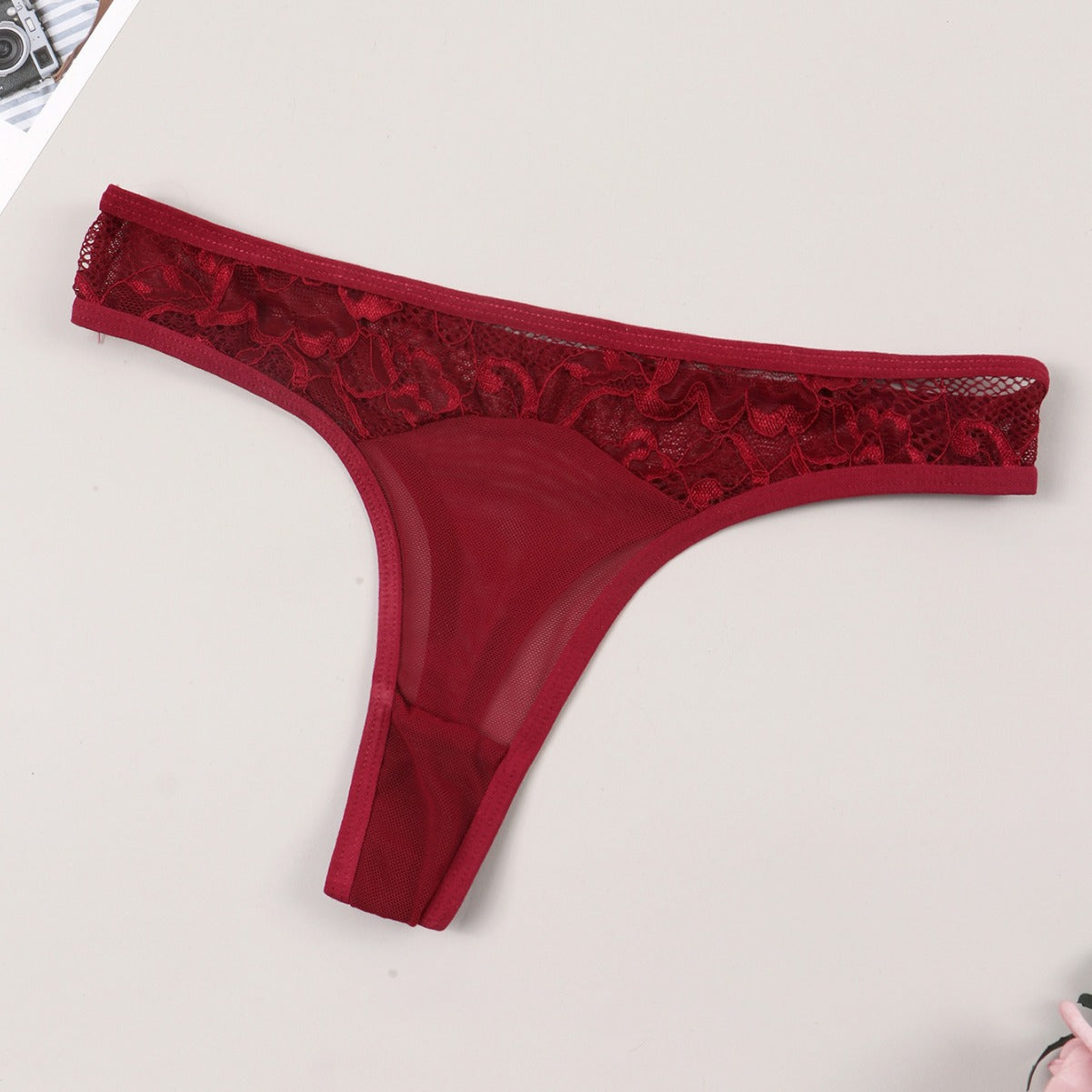 Lady Sexy Seductive Ding Underwear Girls T Shaped Panties Lace Edge Transparent Temptation Pure Cotton Crotch Sexy Underwear