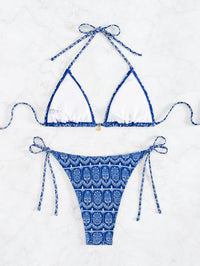 Bikini Printing Lace Up Sexy Bikini Split Swimsuit Swimwear Women