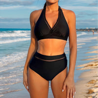 Bikini Hollow Out Cutout out Ribbon Halter Sexy Split Bikini Swimsuit Swimwear Women
