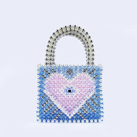 Fengshen Fairy Color Value Blue Heart Shaped Color Matching Shining Large Capacity Homemade Hand Carrying Love Beaded Bag