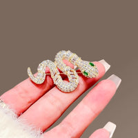 Special Interest Design Green Eyes Snake Brooch Women High Sense Clothes Accessories Pin Corsage