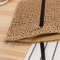 Large Capacity Casual Straw Bag Korean Shoulder Bag Solid Color Handmade Woven Bag Mori Photo