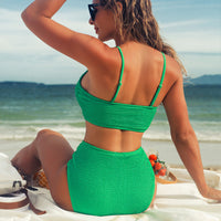 Bikini Solid Color Snake Cloth High Waist Sexy Bikini Swimsuit Swimwear Women