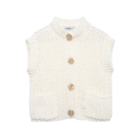 Sweater Spring Festival Stickers Bags Gold Button Thick Knitted Short Women Cardigan Vest
