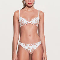 Sexy Underwear Women Three Dimensional Embroidered Mesh Stitching Ultra Thin with Steel Ring Push up Bra Set