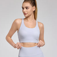 Hollow Out Cutout out Beauty Back Exercise Underwear Fixed Cup Shock Absorption Medium Tenacity Yoga Vest Running Training Workout Bra Top
