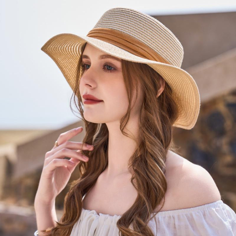 Outdoor Sunshade French Flat Straw Hat Street Shooting Travel Ladies Retro Sun Hat